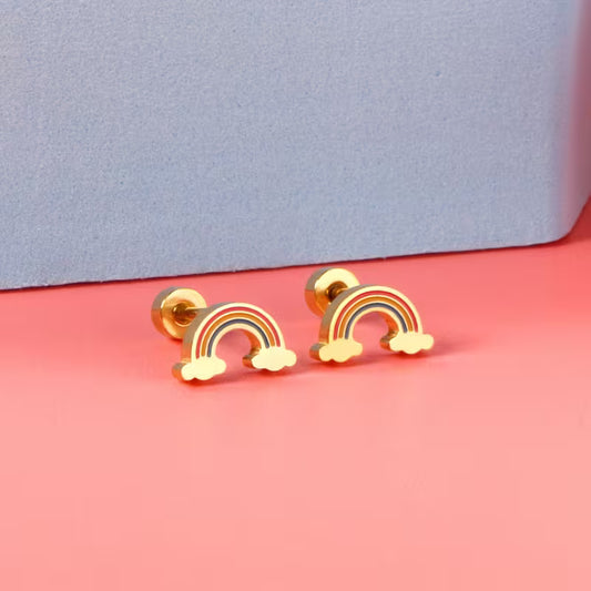 Arete Arco Iris (Plateado / Dorado)