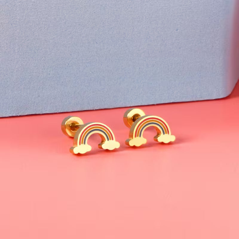 Arete Arco Iris (Plateado / Dorado)