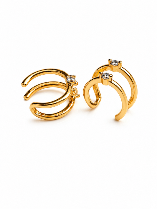 EAR CUFF DOBLE LINEA 1 PIEDRA - DR